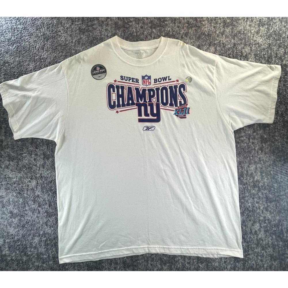 New York Giants Super Bowl XLII Champions Shirt Mens XXL White NFL Reebok Tee